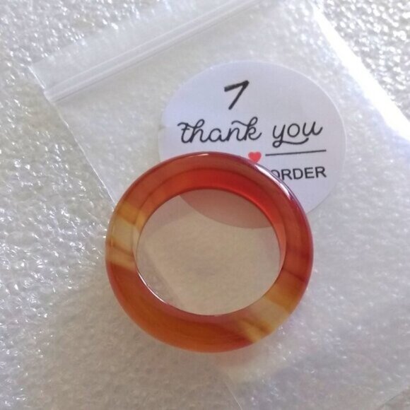Apricot + Orange Bands ~ Agate Stone Band Size 7 ~ Friendship + Promise Rings - Picture 8 of 9